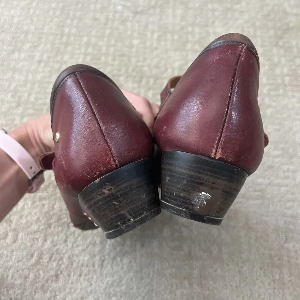 PIKOLINOS Shoes Mary Jane Pumps Gandia Arcilla Burgundy Leather Women's 41/10.5